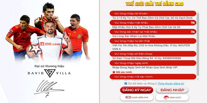 Đăng ký J88 dễ dàng khi điền đầy đủ các thông tin chuẩn xác